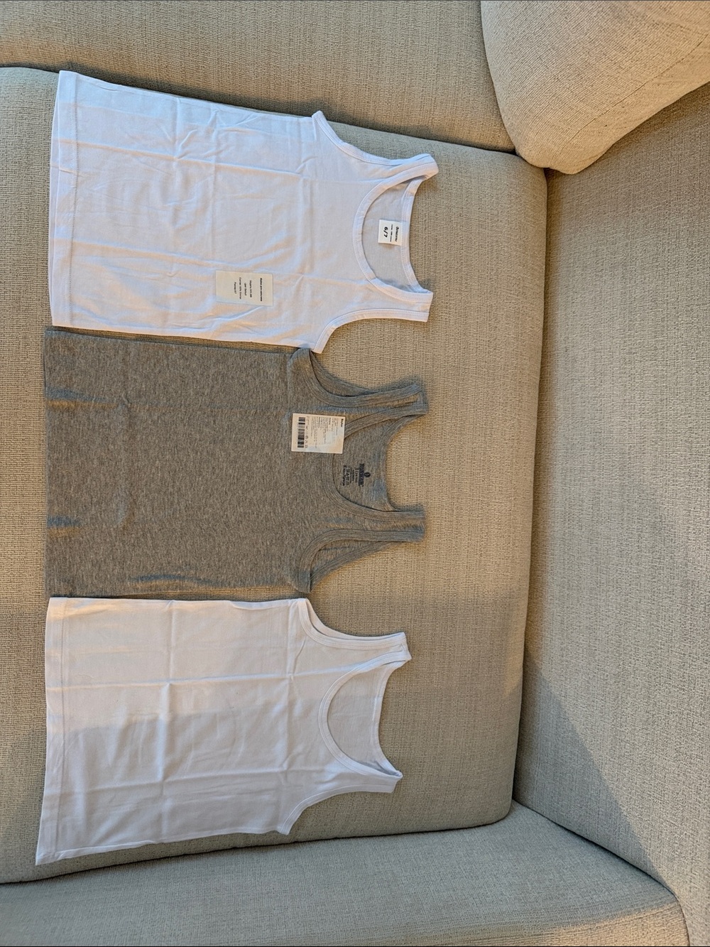 Kids Tank Top Pack - White & Gray Cotton Sleeveless Shirts